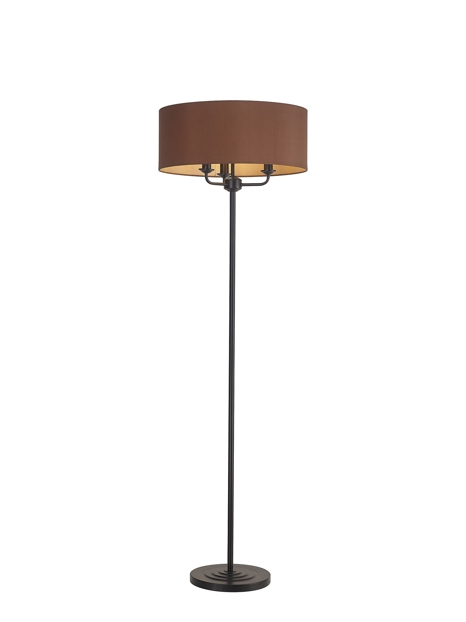 DK1069  Banyan 45cm 3 Light Floor Lamp Matt Black, Raw Cocoa